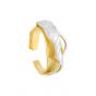 Classic Yellow Gold Silver 925 Irregular Wave Adjustable Ring