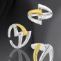 Fashion Gold Silver Geomtry Hollow Cross 925 Sterling Silver Adjustable Ring