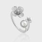 Lady Peach Blossom Flower Shell Pearl 925 Sterling Silver Adjustable Ring