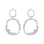 Office Geometry Round CZ Circles 925 Sterling Silver Dangling Earrings