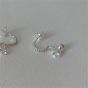 Women Round Shell Pearls Six Claw CZ 925 Sterling Silver Dangling Earrings