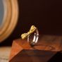 Sweet Silver Gold Bow-Knot 925 Sterling Adjustable Ring