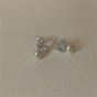 Lady Rectangle CZ Round Shell Pearls 925 Sterling Silver Stud Earrings