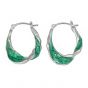 Lady Casual 925 Sterling Silver Green Epoxy Twisted River Hoop Earrings