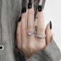 Casual Oval Created Cat's Eye Irregular 925 Sterling Silver Adjustable Ring