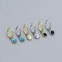 Simple Round Created Agate Moonstone Turquoise 925 Sterling Silver Hoop Earrings