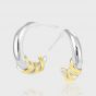 New 925 Sterling Silver Yellow Croissant C Shape Hoop Earrings