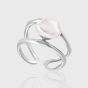 Fashion Double Layers Irregular Natural Baroque Pearl 925 Sterling Silver Adjustable Ring