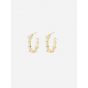 Office Geometry CZ 925 Sterling Silver Bamboo Joint C Shape Hoop Earrings
