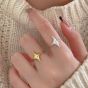 Fashion Shining Four Pointed Star 925 Sterling Silver Adjustable Ring