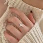 Fashion Shining Four Pointed Star 925 Sterling Silver Adjustable Ring