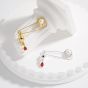 New Natural Pearl Sunshine Red CZ Pot 925 Sterling Silver Pin Brooches