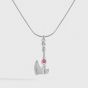 Classic Red Heart CZ Axe Shape 925 Sterling Silver Necklace