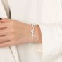 Fashion Natural Pearl Fork CZ Knift 925 Sterling Silver Hollow Chain Bracelet
