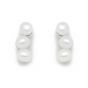 Simple Three Half Round Natural White Pearl 925 Sterling Silver Studs Earrings