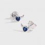 New Blue CZ Flying Heart 925 Sterling Silver Stud Earrings