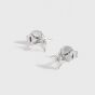 Office Shining CZ Four Pointed Star 925 Sterling Silver Stud Earrings