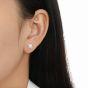 Modern CZ Fashion Tooth Shape 925 Sterling Silver Stud Earrings