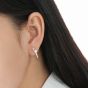 Fashion Round Shell Pearls CZ Strips 925 Sterling Silver Stud Earrings