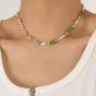 Natural Pearl Peridot Fashion Forward Sweet Patchwork 925 Sterling Silver Necklace