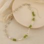 Natural Pearl Peridot Fashion Forward Sweet Patchwork 925 Sterling Silver Necklace