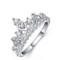 Elegante anillo de plata de ley 925 princesa Crown White para las mujeres