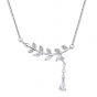 Fashion CZ Leaves Branch 925 Sterling Silver Necklace