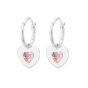Fashion Two Sides wearing styles Pink CZ Heart Love 925 Sterling Silver Hoop Earrings
