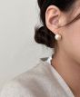 Geometry Round Shell Pearl 925 Sterling Silver Hoop Earrings