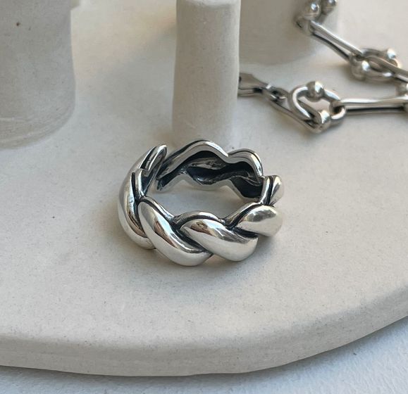 Modern Twisted 925 Sterling Silver Adjustable Ring