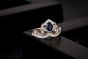 Hermoso creado zafiro corona CZ 925 anillo de plata esterlina