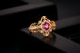 Красивое кольцо Ruby CZ Flower из стерлингового серебра 925 пробы