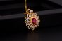 Oval Created Ruby CZ Snowflake Casual 925 Sterling Silver Pendant