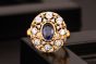 Elegante anillo de plata de ley 925 con flor de zafiro hueco ovalado creado CZ