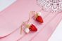 Sweet Pink Strawberry Shell Pearl 925 Sterling Silver Dangling Earrings