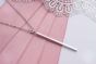 Single Long Cube Elegant Solid 925 Sterling Silver Sweater Chain Necklace (70cm)