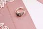La flor color de rosa de la vendimia deja el anillo ajustable de la plata esterlina 925 sólida