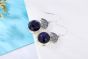 Elegant Round Created Blue Sandstone 925 Sterling Silver Dangling Earrings