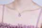 Blanco / púrpura collar de plata esterlina en forma de corazón 925 para las mujeres