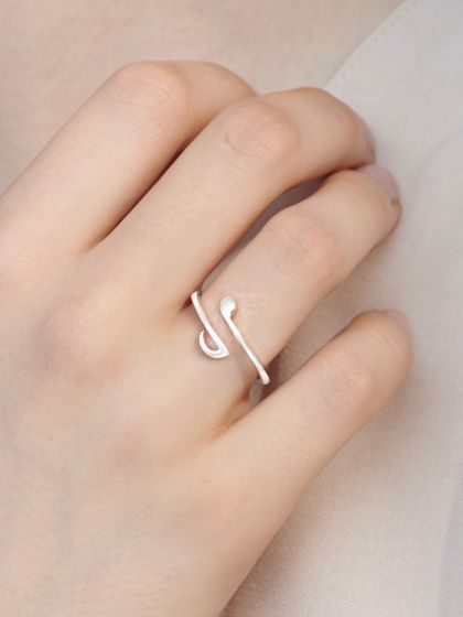 Simple Music Note 925 Sterling Silver Adjustable Ring
