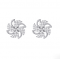 Beautiful CZ Rotary Windmill 925 Sterling Silver Stud Earrings