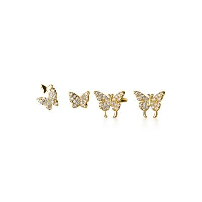 Mini CZ Butterfly 925 Sterling Silver Earrings