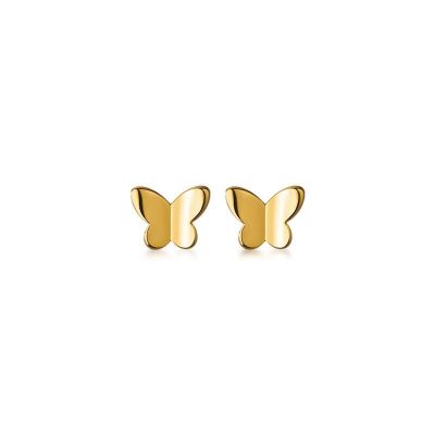 Mini Golden Butterfly 925 Sterling Silver Stud Earrings