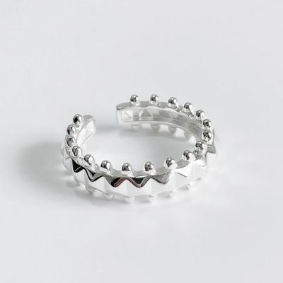 Fashion Wave Beads 925 Sterling Silver Adjustable Ring