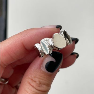 Fashion Irregular Stones 925 Sterling Silver Adjustable Ring