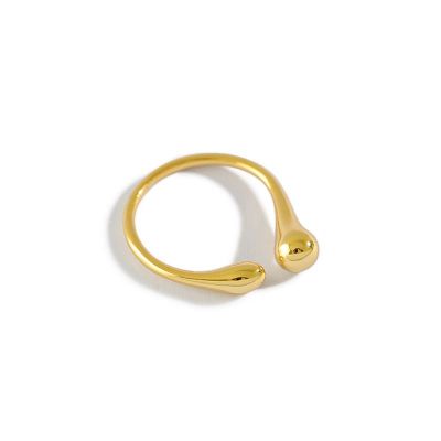 Minimalism Waterdrop Bead 925 Sterling Silver Adjustable Ring