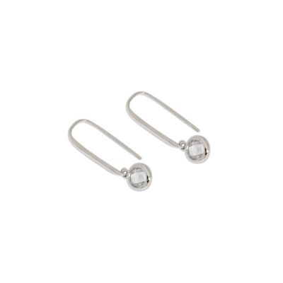 Simple Round CZ U Shape 925 Sterling Silver Stud Earrings