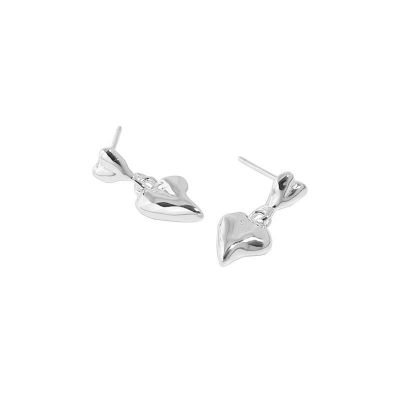 Mini Double Hearts Gift 925 Sterling Silver Dangling Earrings