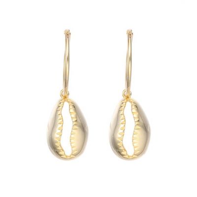 Fashion Gold Shell 925 Sterling Silver Leverback Earrings