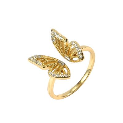 Beautiful CZ Flying Butterfly 925 Sterling Silver Adjustable Ring